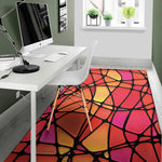 Stained Glass Mosaic Pattern Print Area Rug