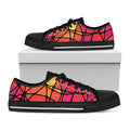Stained Glass Mosaic Pattern Print Black Low Top Sneakers