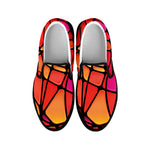 Stained Glass Mosaic Pattern Print Black Slip On Shoes