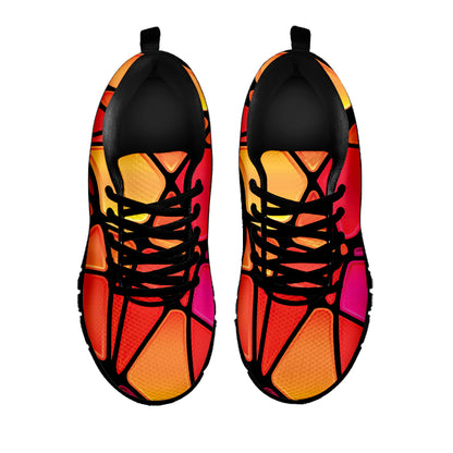 Stained Glass Mosaic Pattern Print Black Sneakers
