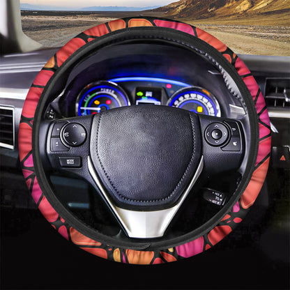 Stained Glass Mosaic Pattern Print Car Steering Wheel Cover