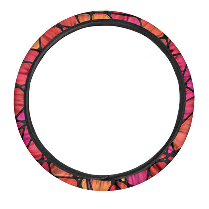 Stained Glass Mosaic Pattern Print Car Steering Wheel Cover