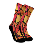 Stained Glass Mosaic Pattern Print Crew Socks