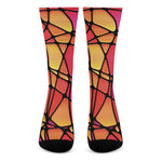 Stained Glass Mosaic Pattern Print Crew Socks