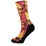 Stained Glass Mosaic Pattern Print Crew Socks