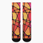Stained Glass Mosaic Pattern Print Crew Socks
