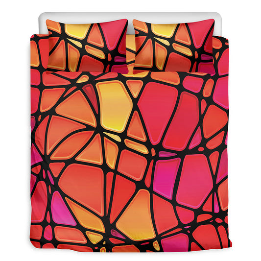 Stained Glass Mosaic Pattern Print Duvet Cover Bedding Set