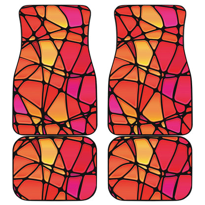 Stained Glass Mosaic Pattern Print Front and Back Car Floor Mats