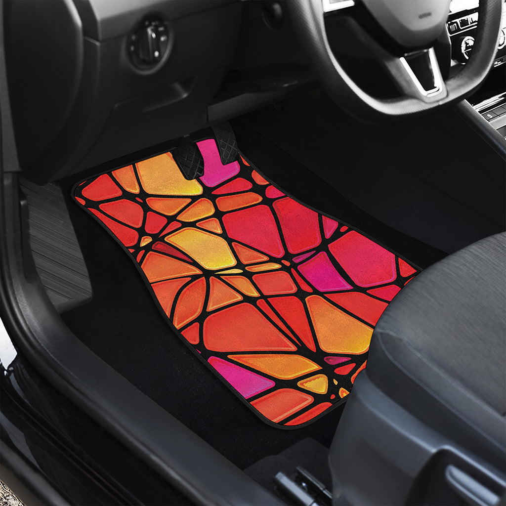 Stained Glass Mosaic Pattern Print Front Car Floor Mats