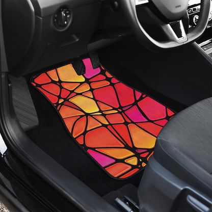 Stained Glass Mosaic Pattern Print Front Car Floor Mats