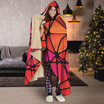 Stained Glass Mosaic Pattern Print Hooded Blanket