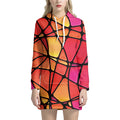 Stained Glass Mosaic Pattern Print Pullover Hoodie Dress
