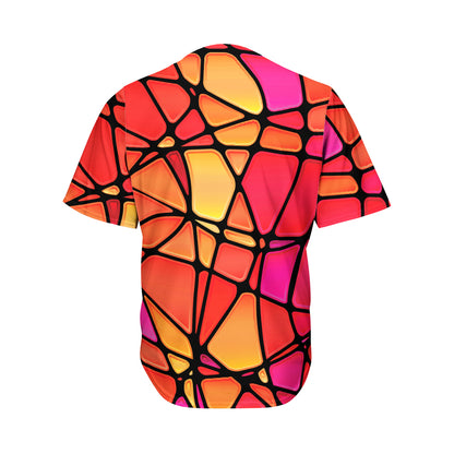 Stained Glass Mosaic Pattern Print Men's Baseball Jersey