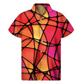 Stained Glass Mosaic Pattern Print Men's Short Sleeve Shirt