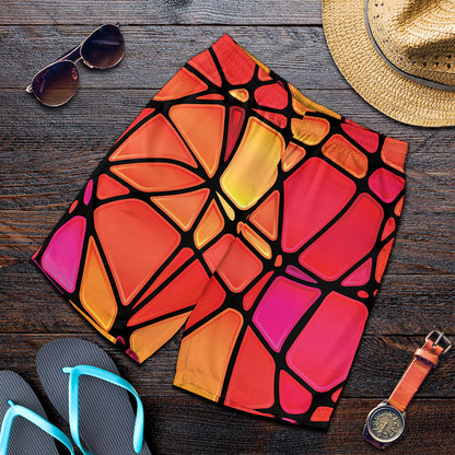 Stained Glass Mosaic Pattern Print Men's Shorts