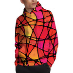 Stained Glass Mosaic Pattern Print Pullover Hoodie