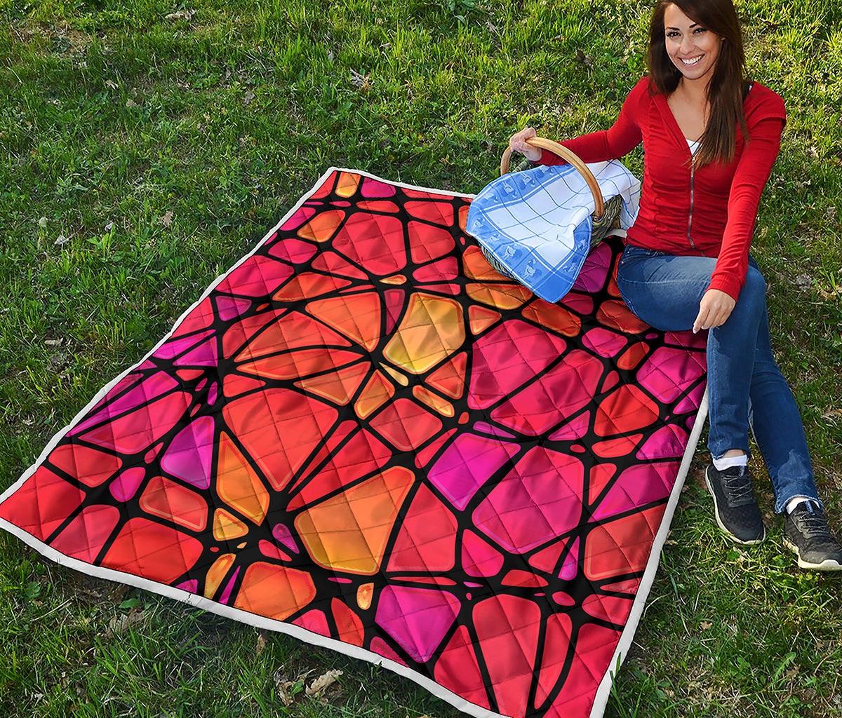 Stained Glass Mosaic Pattern Print Quilt