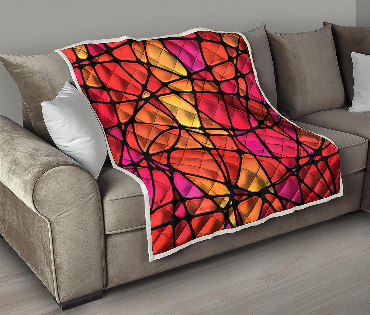 Stained Glass Mosaic Pattern Print Quilt