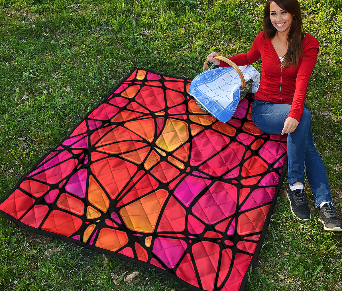 Stained Glass Mosaic Pattern Print Quilt