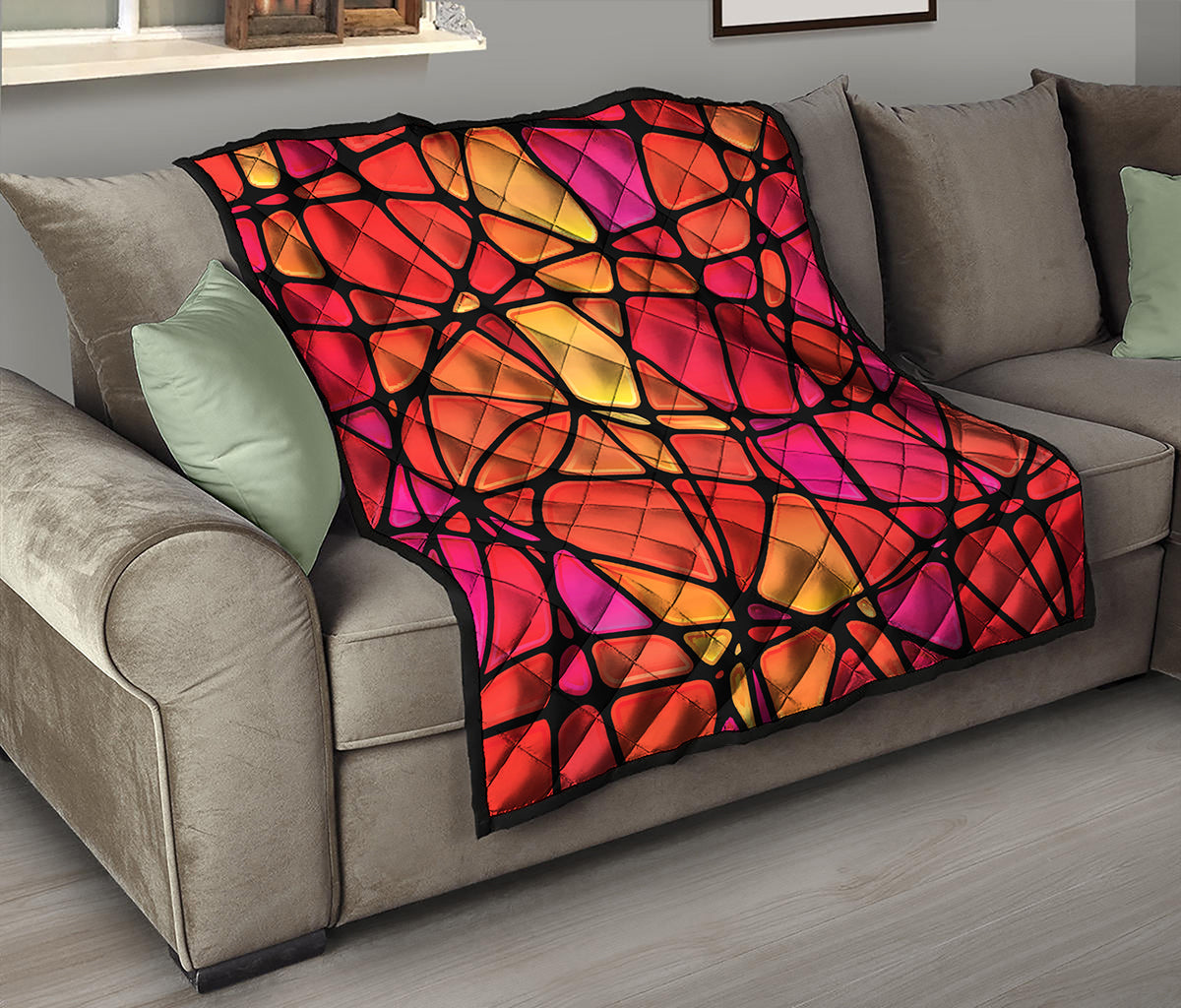 Stained Glass Mosaic Pattern Print Quilt