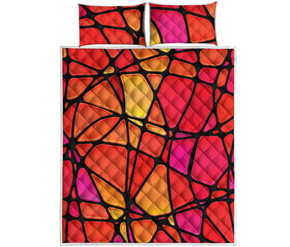 Stained Glass Mosaic Pattern Print Quilt Bed Set