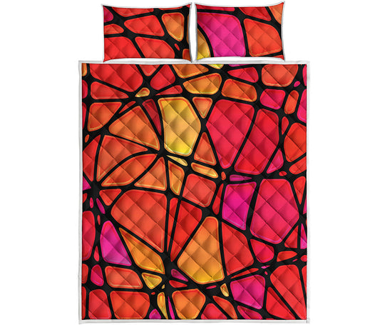 Stained Glass Mosaic Pattern Print Quilt Bed Set