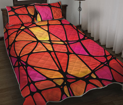Stained Glass Mosaic Pattern Print Quilt Bed Set