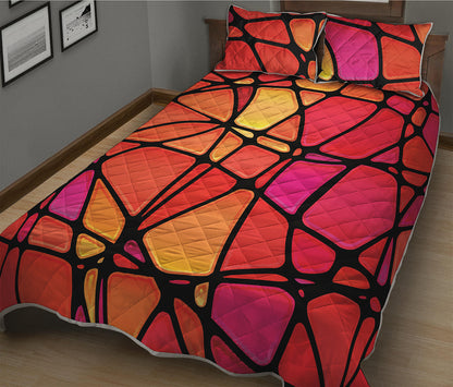 Stained Glass Mosaic Pattern Print Quilt Bed Set