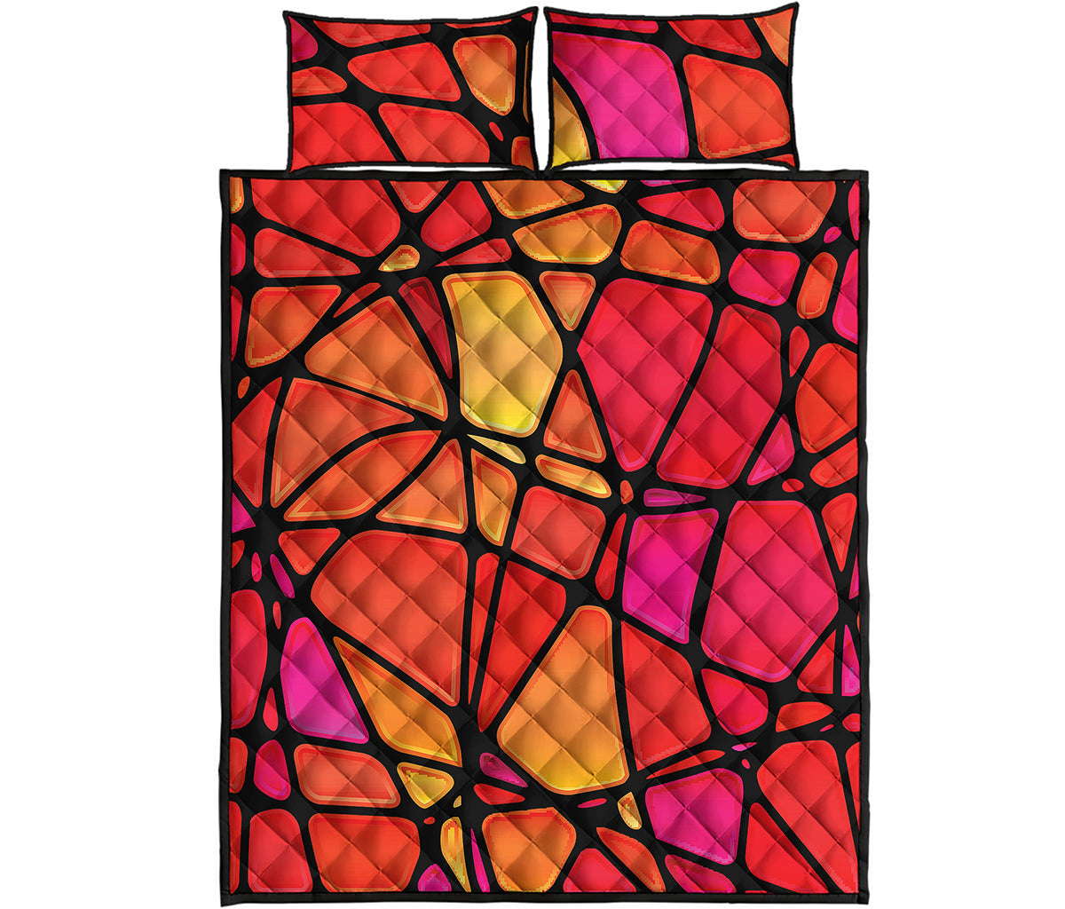 Stained Glass Mosaic Pattern Print Quilt Bed Set