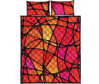 Stained Glass Mosaic Pattern Print Quilt Bed Set