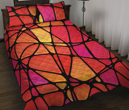 Stained Glass Mosaic Pattern Print Quilt Bed Set