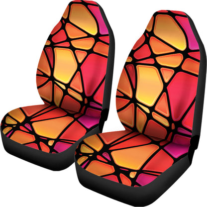 Stained Glass Mosaic Pattern Print Universal Fit Car Seat Covers