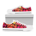 Stained Glass Mosaic Pattern Print White Low Top Sneakers