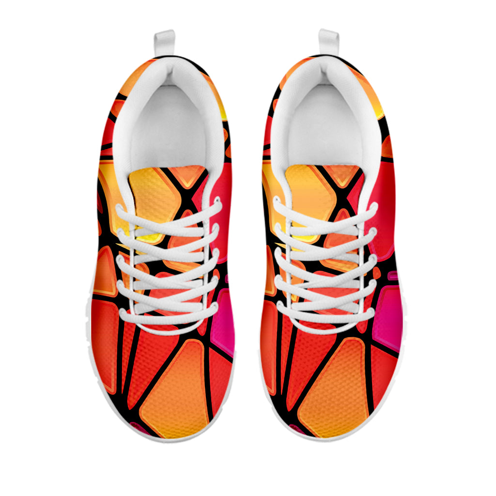 Stained Glass Mosaic Pattern Print White Sneakers