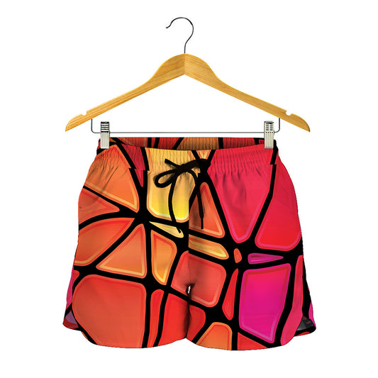 Stained Glass Mosaic Pattern Print Women's Shorts