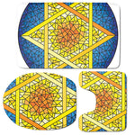 Stained Glass Star of David Print 3 Piece Bath Mat Set