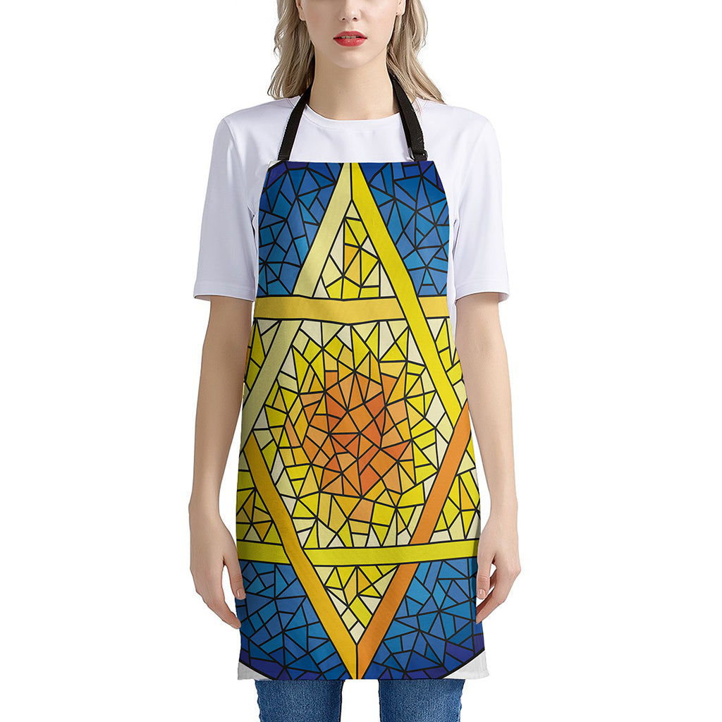 Stained Glass Star of David Print Apron