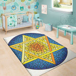 Stained Glass Star of David Print Area Rug