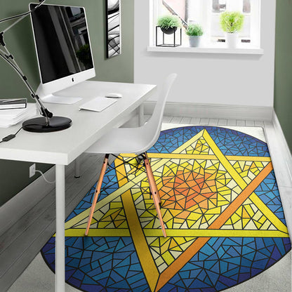 Stained Glass Star of David Print Area Rug