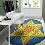 Stained Glass Star of David Print Area Rug