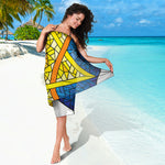Stained Glass Star of David Print Beach Sarong Wrap