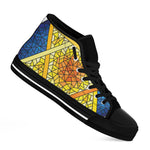 Stained Glass Star of David Print Black High Top Shoes