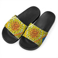 Stained Glass Star of David Print Black Slide Sandals