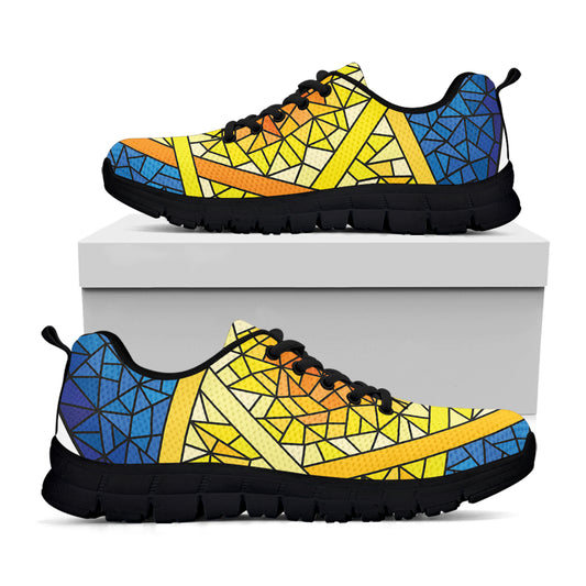 Stained Glass Star of David Print Black Sneakers