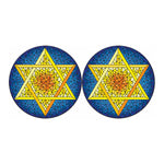 Stained Glass Star of David Print Car Coasters