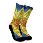 Stained Glass Star of David Print Crew Socks
