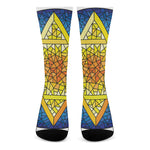 Stained Glass Star of David Print Crew Socks
