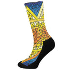 Stained Glass Star of David Print Crew Socks