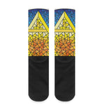 Stained Glass Star of David Print Crew Socks