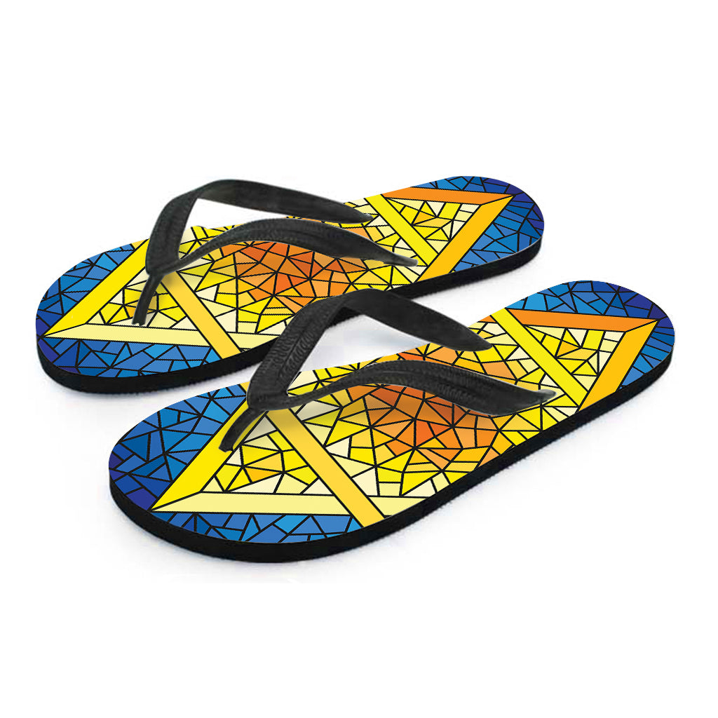 Stained Glass Star of David Print Flip Flops
